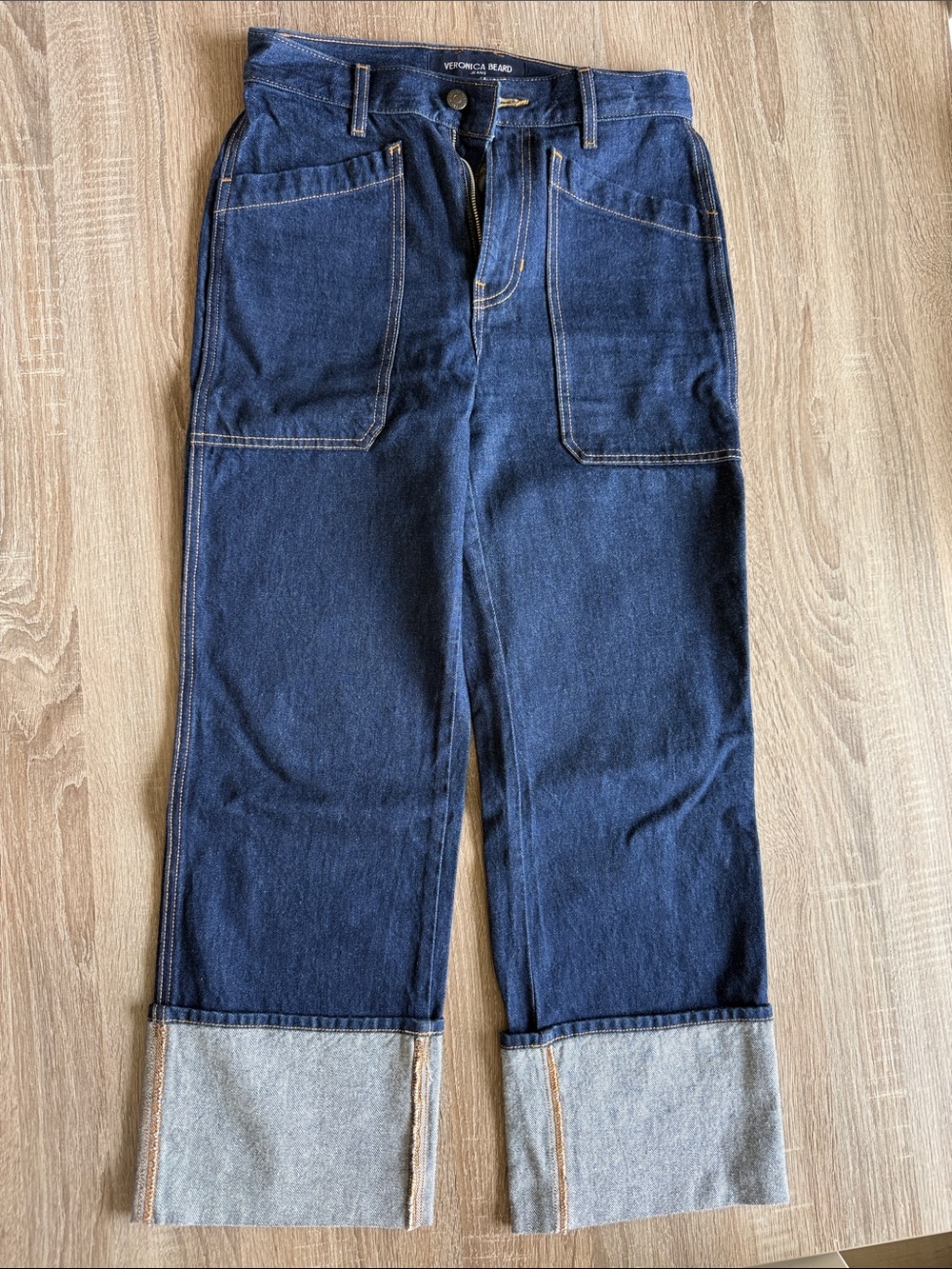 Veronica Beard DYLAN Indigo Straight-Leg Cuffed Jeans